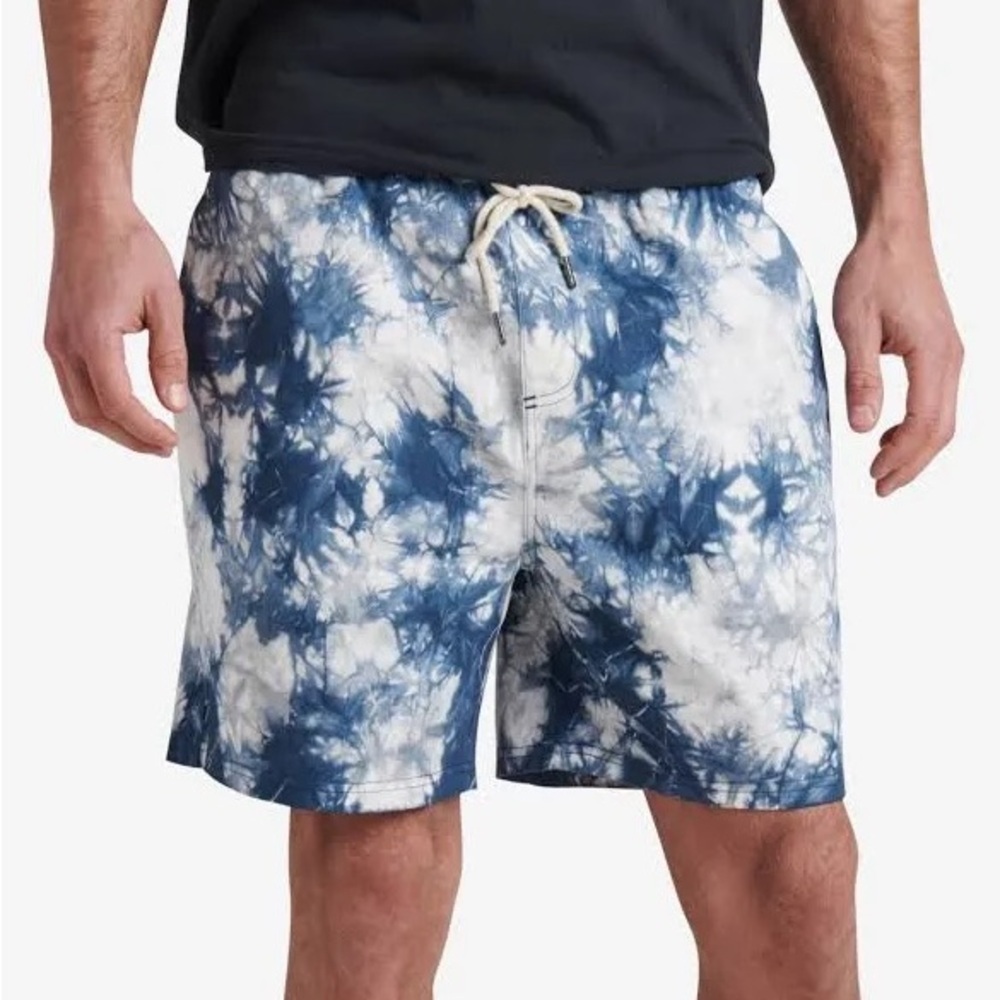 Junk Food Clothing Blue & White Tie-Dye Festival Shorts in Color Outer Space